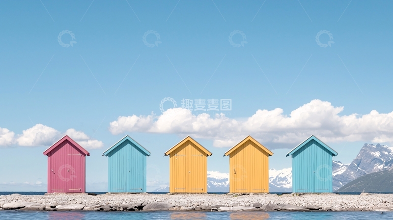 高清大图下载【趣麦麦图】彩色小房子排列