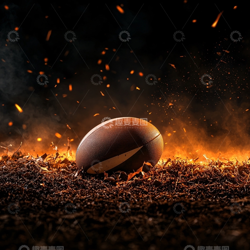高清大图下载【趣麦麦图】橄榄球燃烧火焰