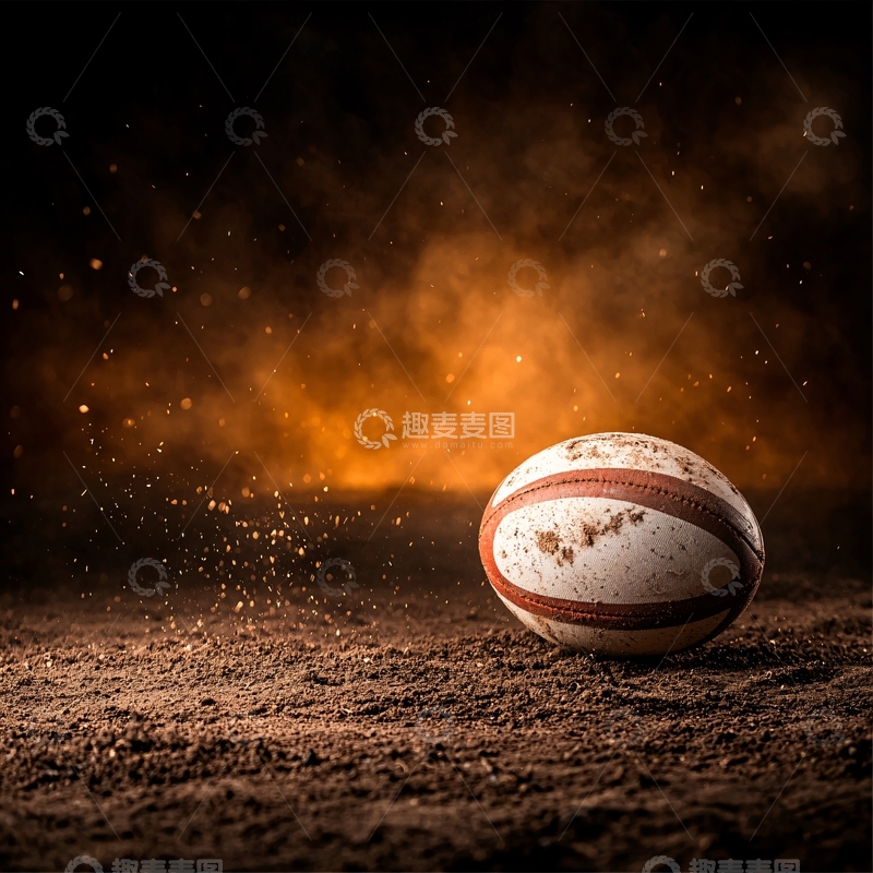 高清大图下载【趣麦麦图】橄榄球在泥土上