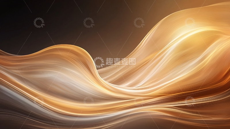 高清大图下载【趣麦麦图】金色波浪抽象艺术背景