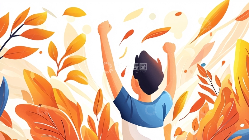 高清大图下载【趣麦麦图】欢呼雀跃的孩子