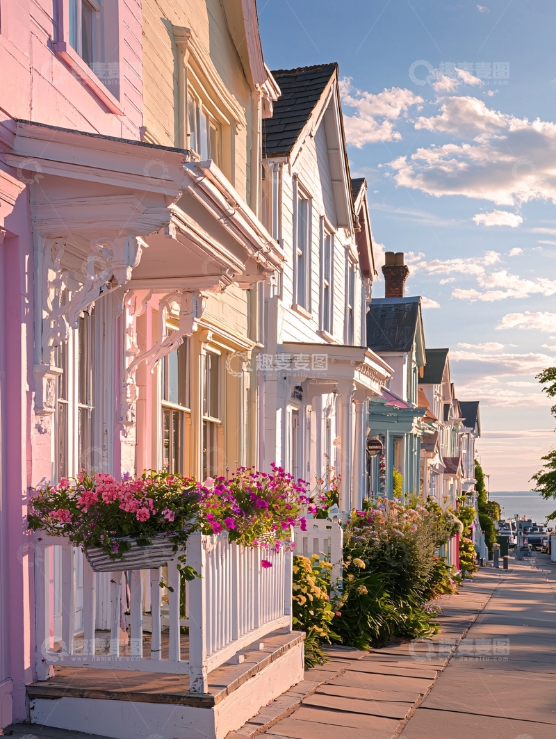 高清大图下载【趣麦麦图】彩色排屋街道景观
