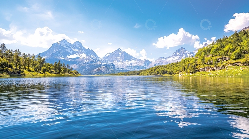 高清大图下载【趣麦麦图】宁静湖面山景倒影