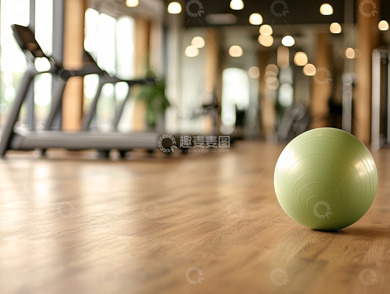高清大图下载【趣麦麦图】健身房内的绿色健身球