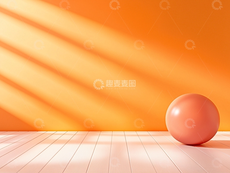 高清大图下载【趣麦麦图】橘色背景光影下的球体