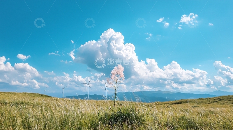高清大图下载【趣麦麦图】草原蓝天白云唯美意境