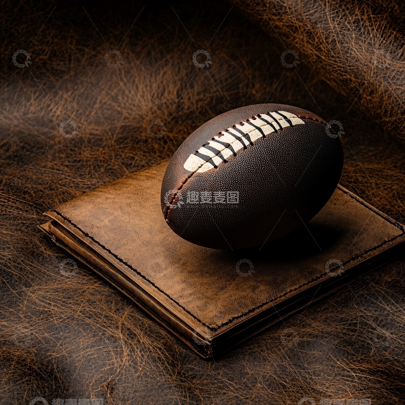高清大图下载【趣麦麦图】棕色橄榄球在皮革上