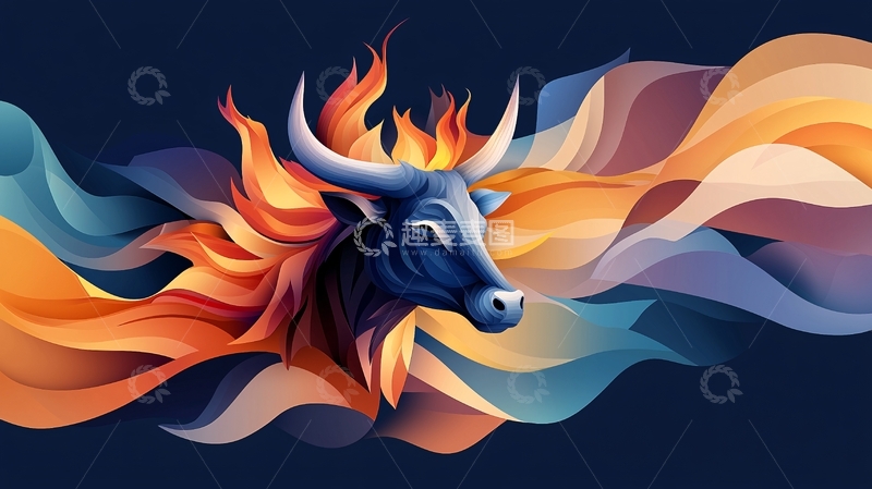 高清大图下载【趣麦麦图】燃烧的公牛高清图片