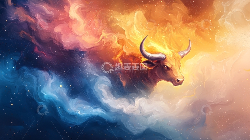 高清大图下载【趣麦麦图】光芒四射的牛