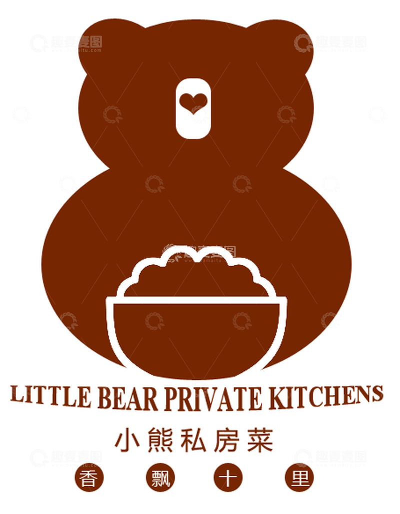 源文件下载【趣麦麦图】-小熊私房菜logo设计
