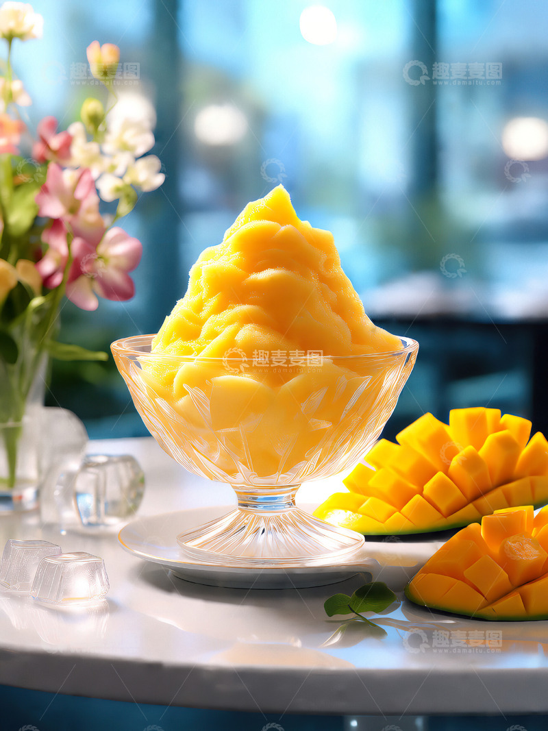 高清大图下载【趣麦麦图】夏日冰爽芒果冰沙冷饮摄影素材1