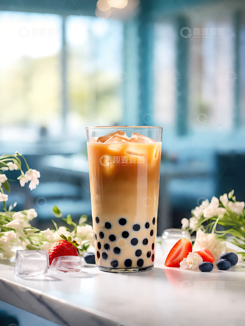 夏日冰爽奶茶冷饮摄影素材
