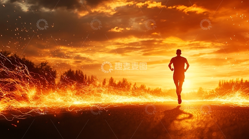 高清大图下载【趣麦麦图】逆光奔跑的男人