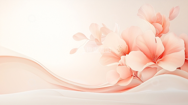 高清大图下载【趣麦麦图】粉色花朵与柔和线条背景