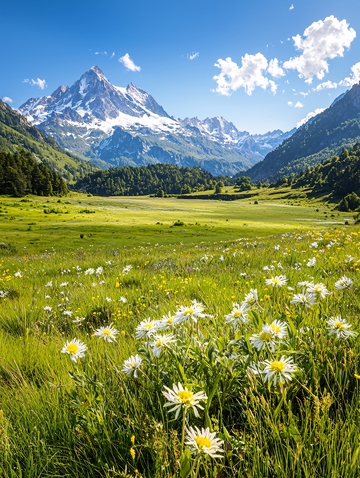 高山草甸鲜花蓝天白云