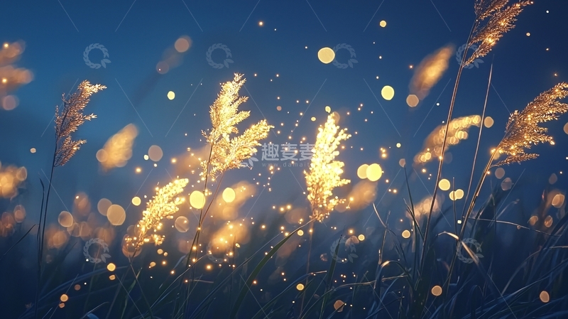 高清大图下载【趣麦麦图】夜色中的草丛光斑