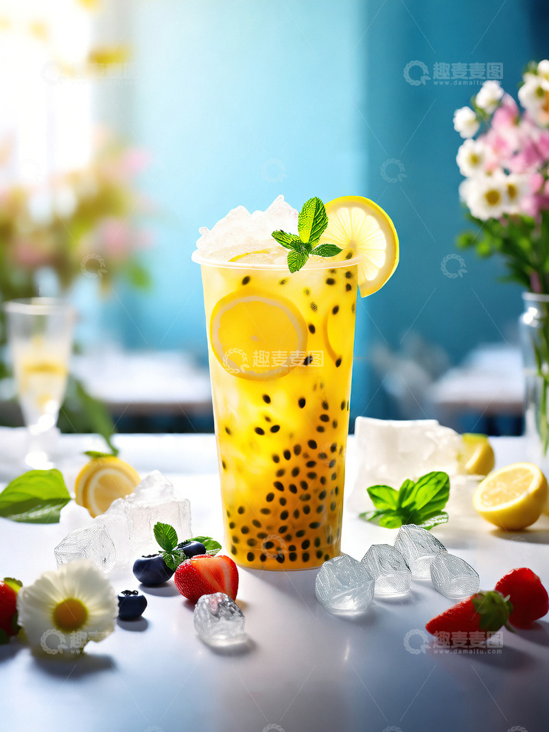 夏日冰爽柠檬茶冷饮摄影素材
