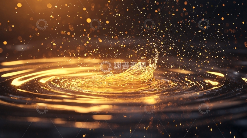 高清大图下载【趣麦麦图】金色水花与光斑效果