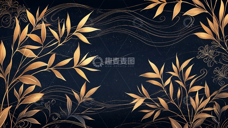 高清大图下载【趣麦麦图】金色花卉星空背景素材