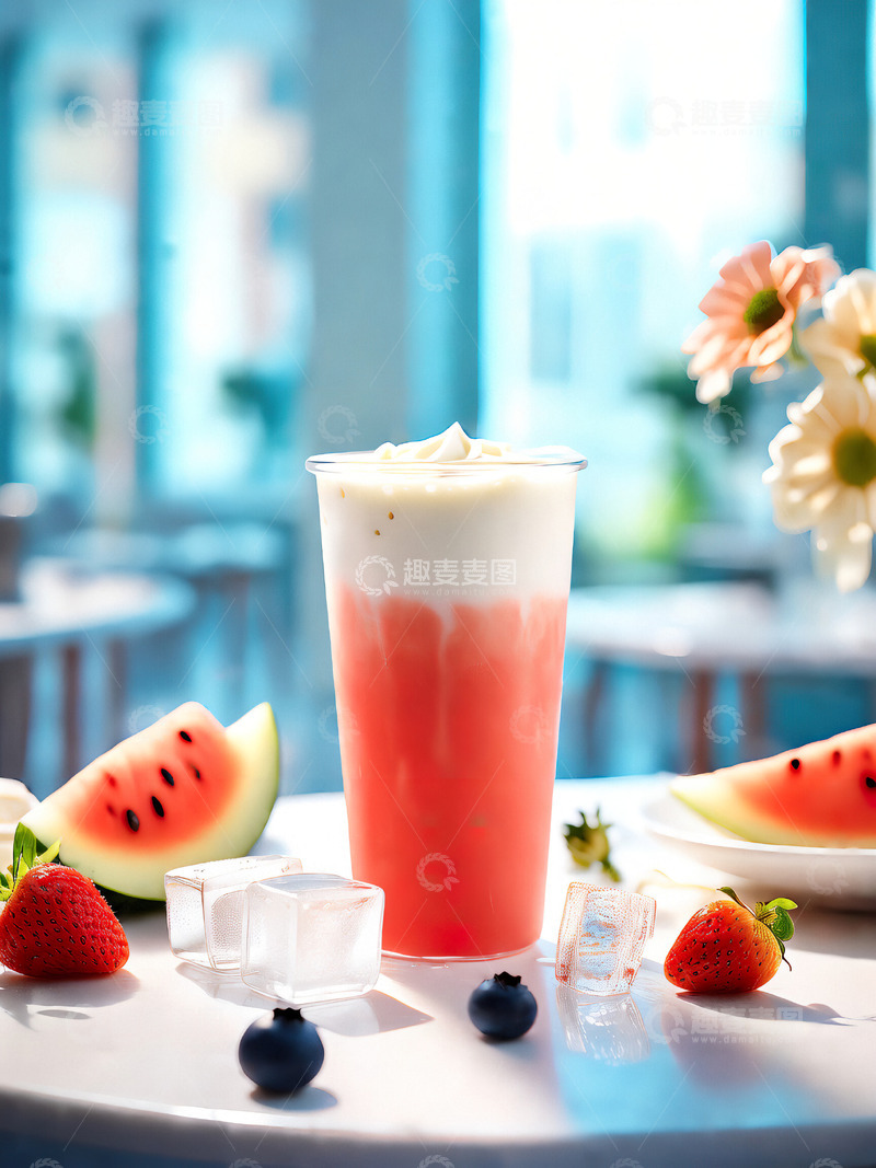 夏日冰爽西瓜冷饮摄影素材