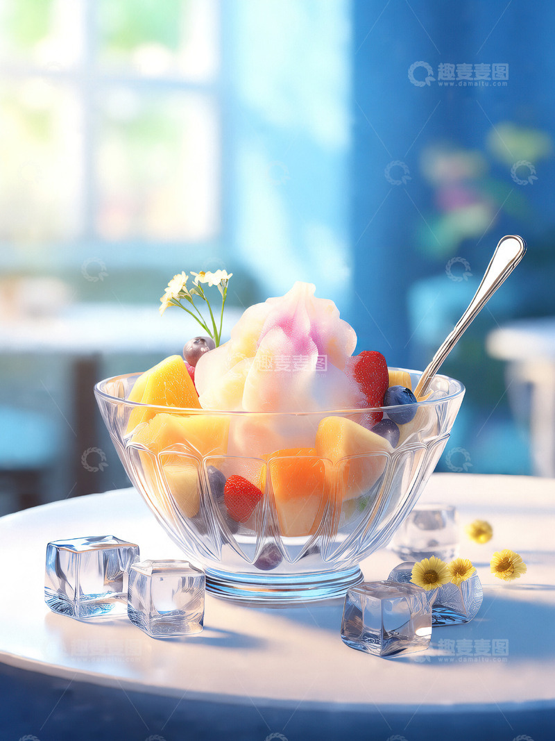 夏日冰爽水果冰沙冷饮摄影素材2