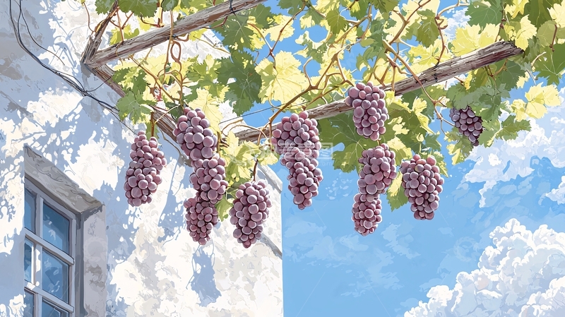 高清大图下载【趣麦麦图】阳光下成熟的葡萄