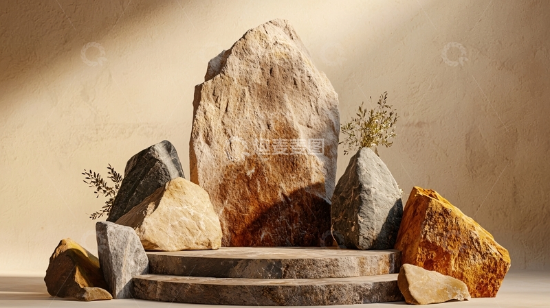 高清大图下载【趣麦麦图】岩石搭建的展示台