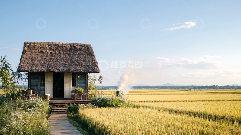 高清大图下载【趣麦麦图】田野里的小屋