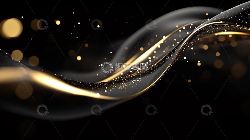 高清大图下载【趣麦麦图】金色波浪光效背景素材