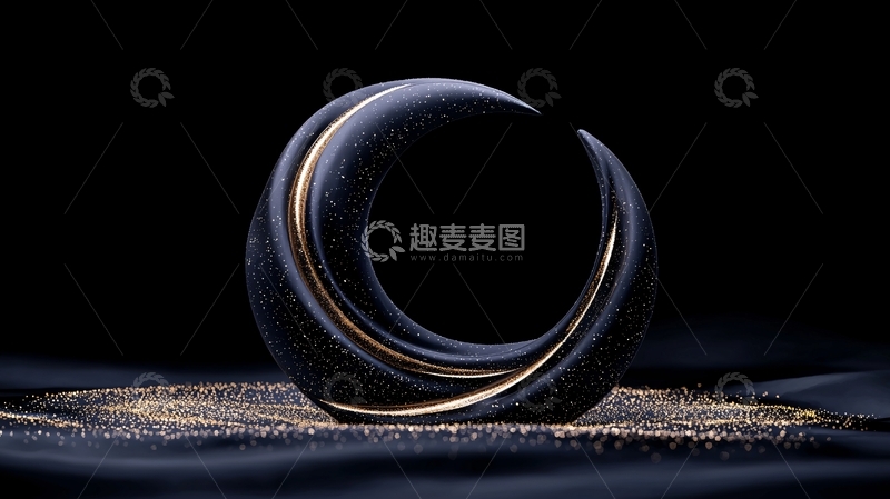 高清大图下载【趣麦麦图】夜空中的月亮形状装饰品