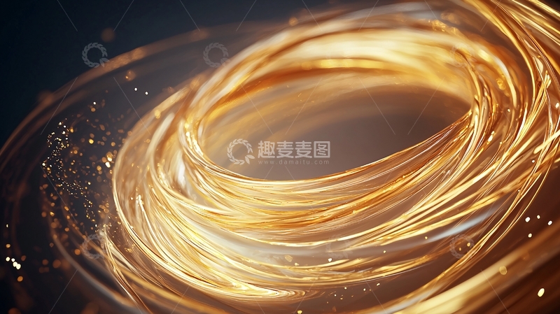 高清大图下载【趣麦麦图】金色丝线漩涡背景