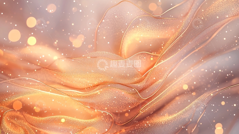 高清大图下载【趣麦麦图】金色波浪光点抽象背景