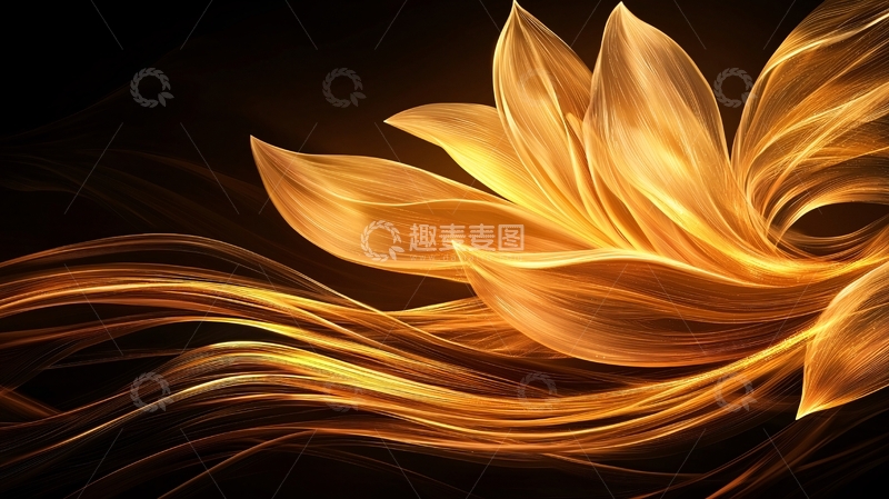 高清大图下载【趣麦麦图】金色抽象花朵动态背景