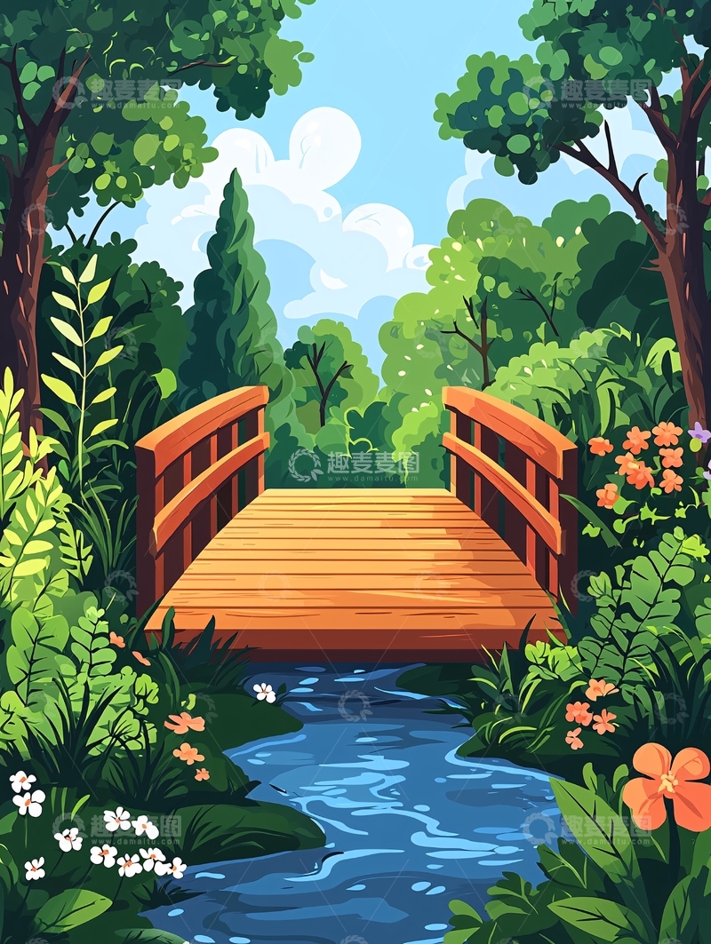 高清大图下载【趣麦麦图】小桥流水树木葱茏的夏季