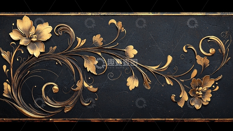 高清大图下载【趣麦麦图】金色花卉装饰图案