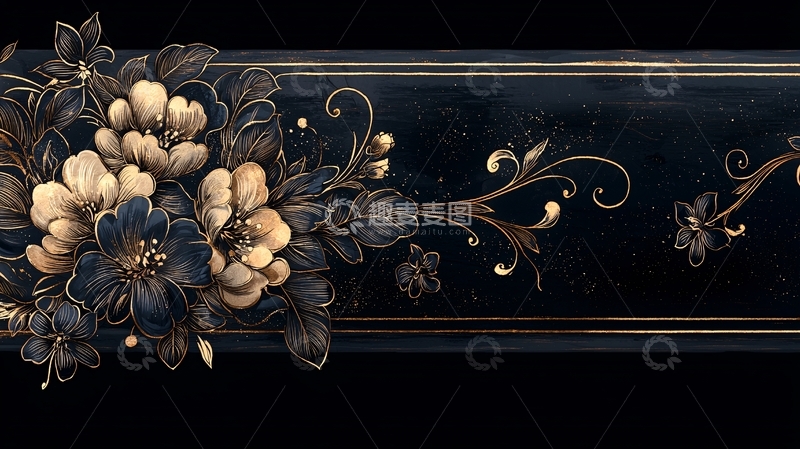 高清大图下载【趣麦麦图】金色花卉装饰图案背景