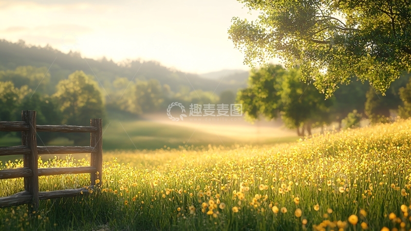 高清大图下载【趣麦麦图】阳光照耀下的田园风光