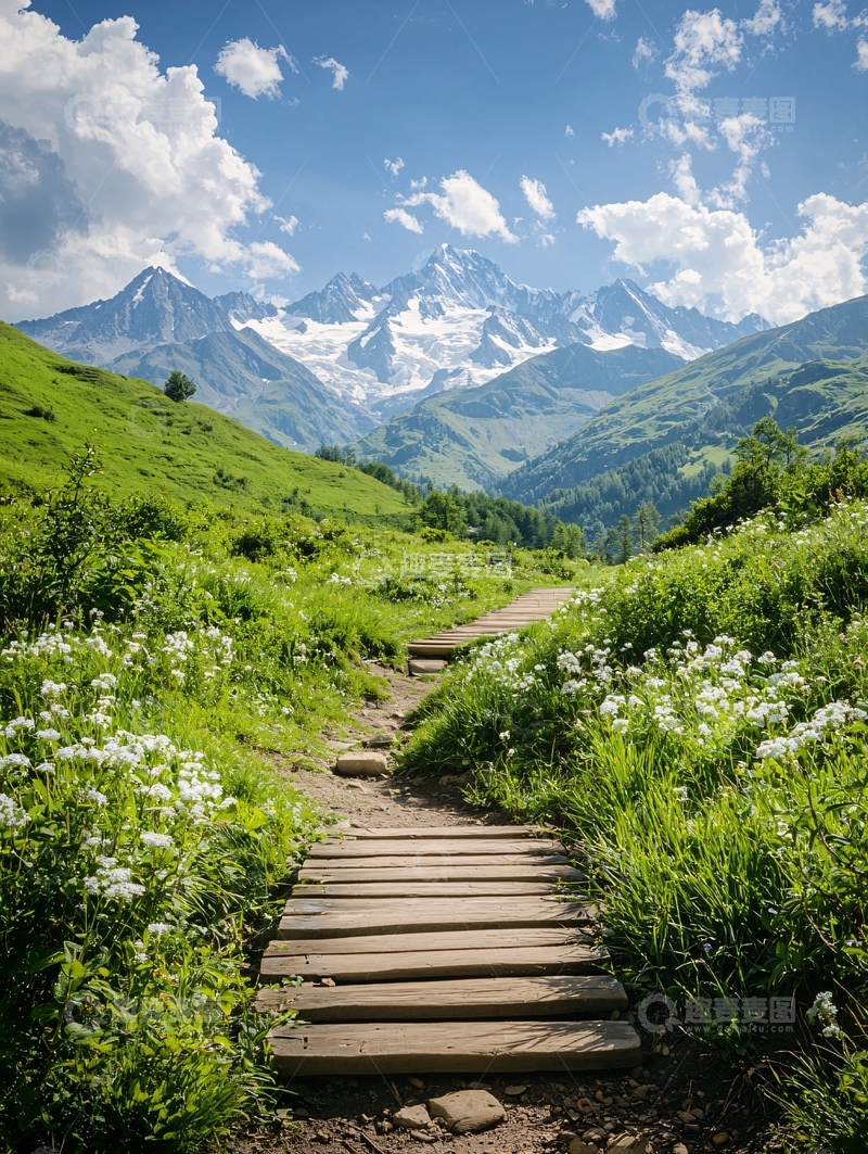 高清大图下载【趣麦麦图】绿意盎然的山间小路