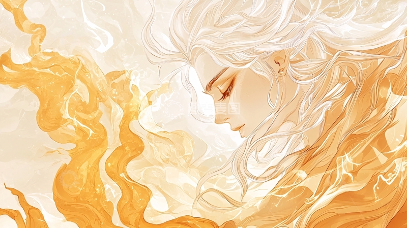 高清大图下载【趣麦麦图】金色火焰中的神秘人物