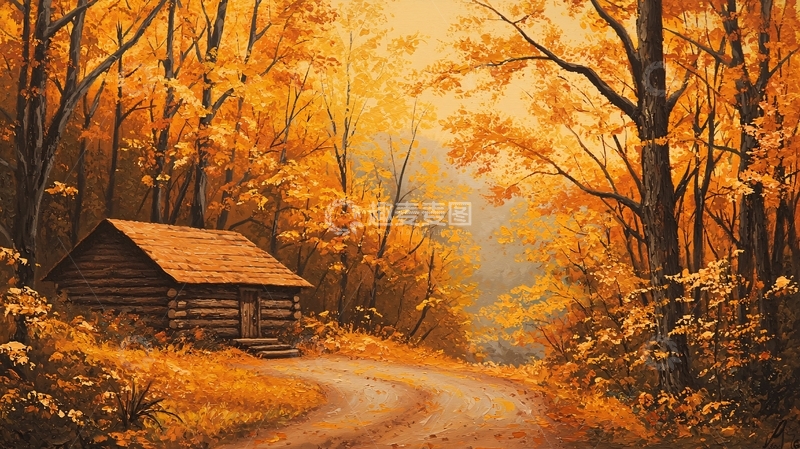 高清大图下载【趣麦麦图】秋日小屋的温馨景象