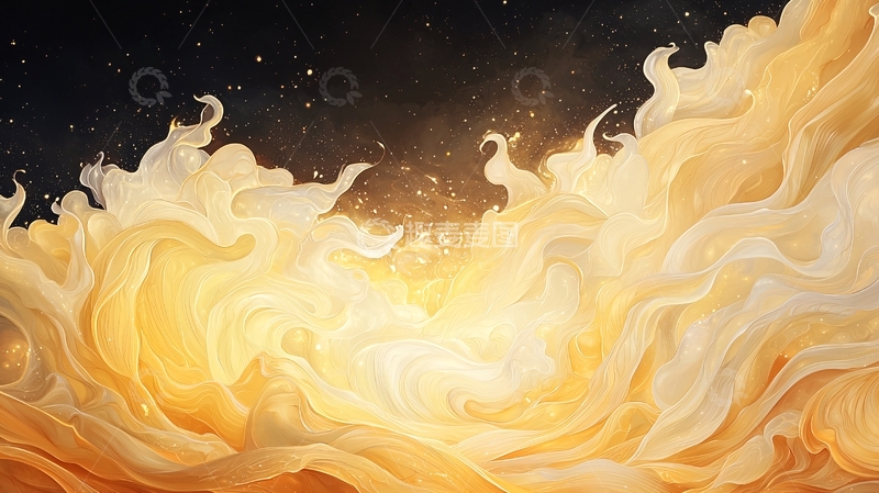 高清大图下载【趣麦麦图】金色波浪与星空背景