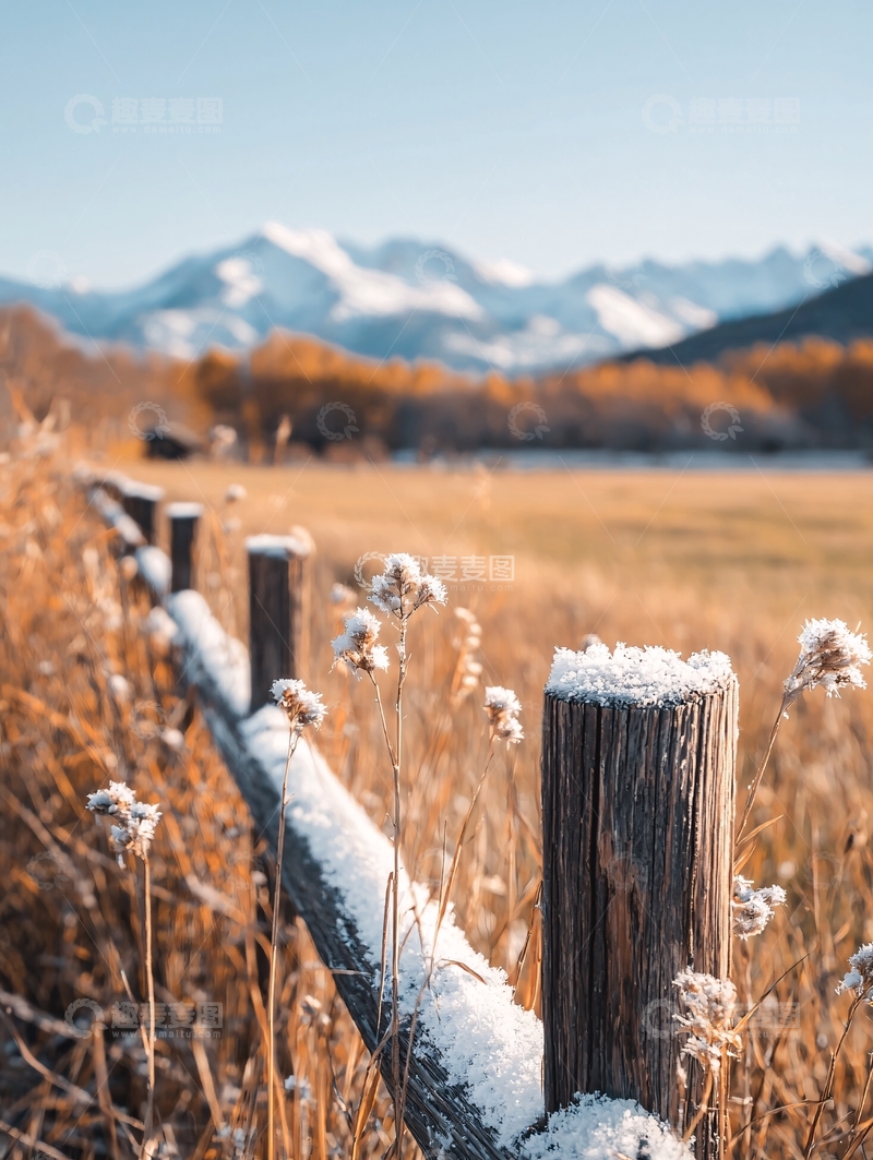 高清大图下载【趣麦麦图】雪后牧场山景