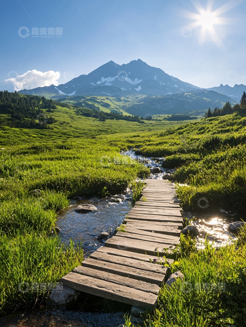 高清大图下载【趣麦麦图】阳光下的山川河流
