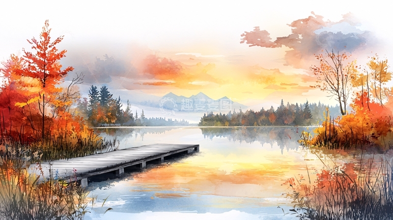 高清大图下载【趣麦麦图】宁静湖面秋色倒影
