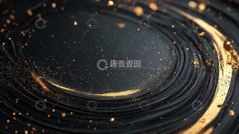 高清大图下载【趣麦麦图】金色光斑与黑色漩涡背景