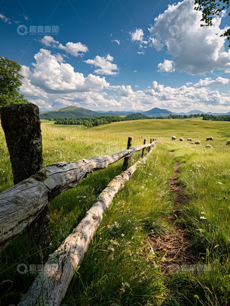 高清大图下载【趣麦麦图】绿草如茵的田野风光