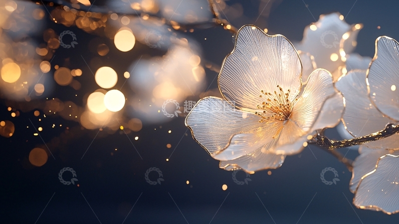 高清大图下载【趣麦麦图】夜色中的花朵与光斑