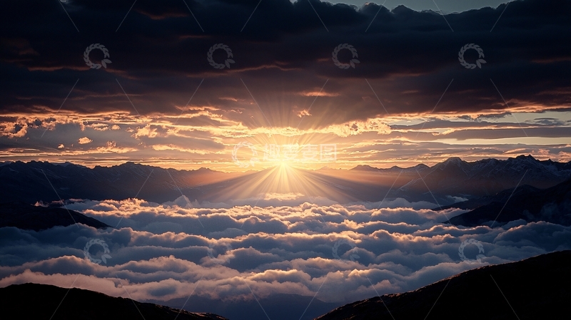 高清大图下载【趣麦麦图】日出云海山峦美景