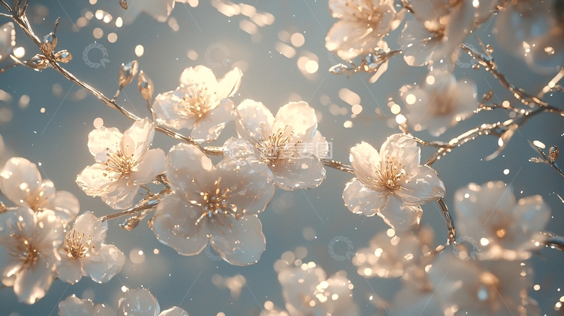 高清大图下载【趣麦麦图】金色樱花绽放背景