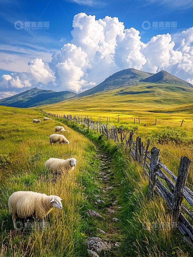 高清大图下载【趣麦麦图】绿草地上的羊群
